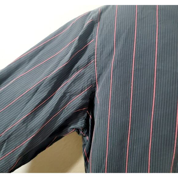 Alfani Black Red Stripe Pointed Collar Button Up Men's Shirt Medium Lightweight - Picture 6 of 7